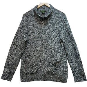Eddie Bauer Women's Full Zip Preppy Wool Sweater Knit Size XL Gray Pockets